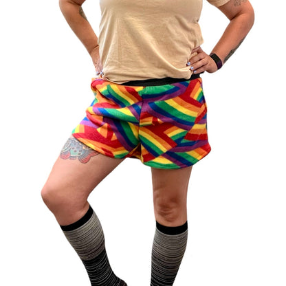 Pride Fleece Shorts, Rainbow Collage