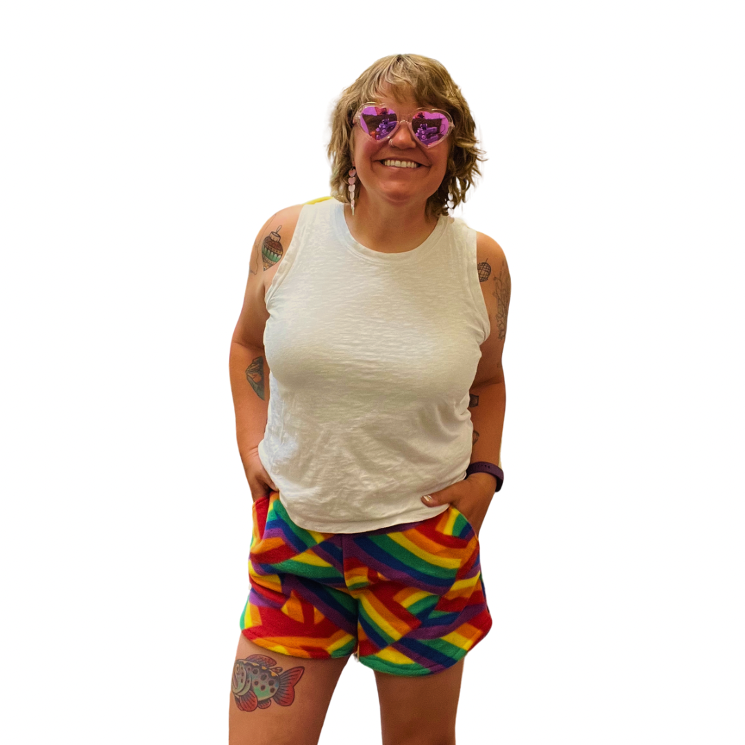 Pride Fleece Shorts, Rainbow Collage